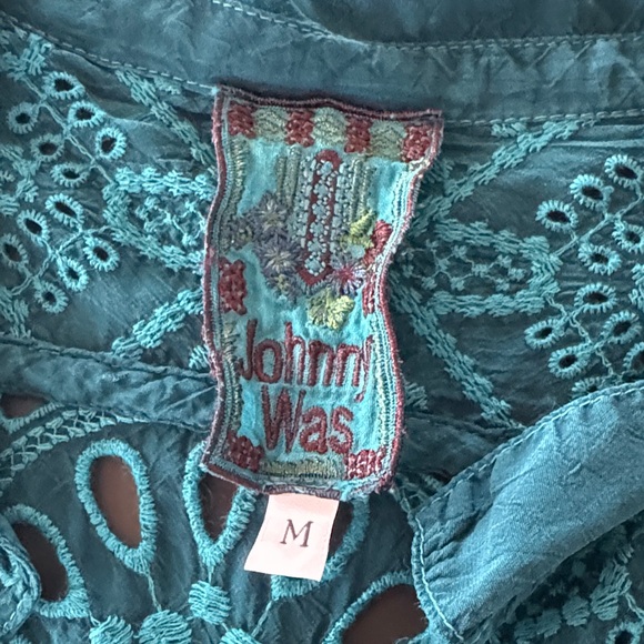 Johnny Was Teal Embroidered Cardigan - Picture 2 of 4